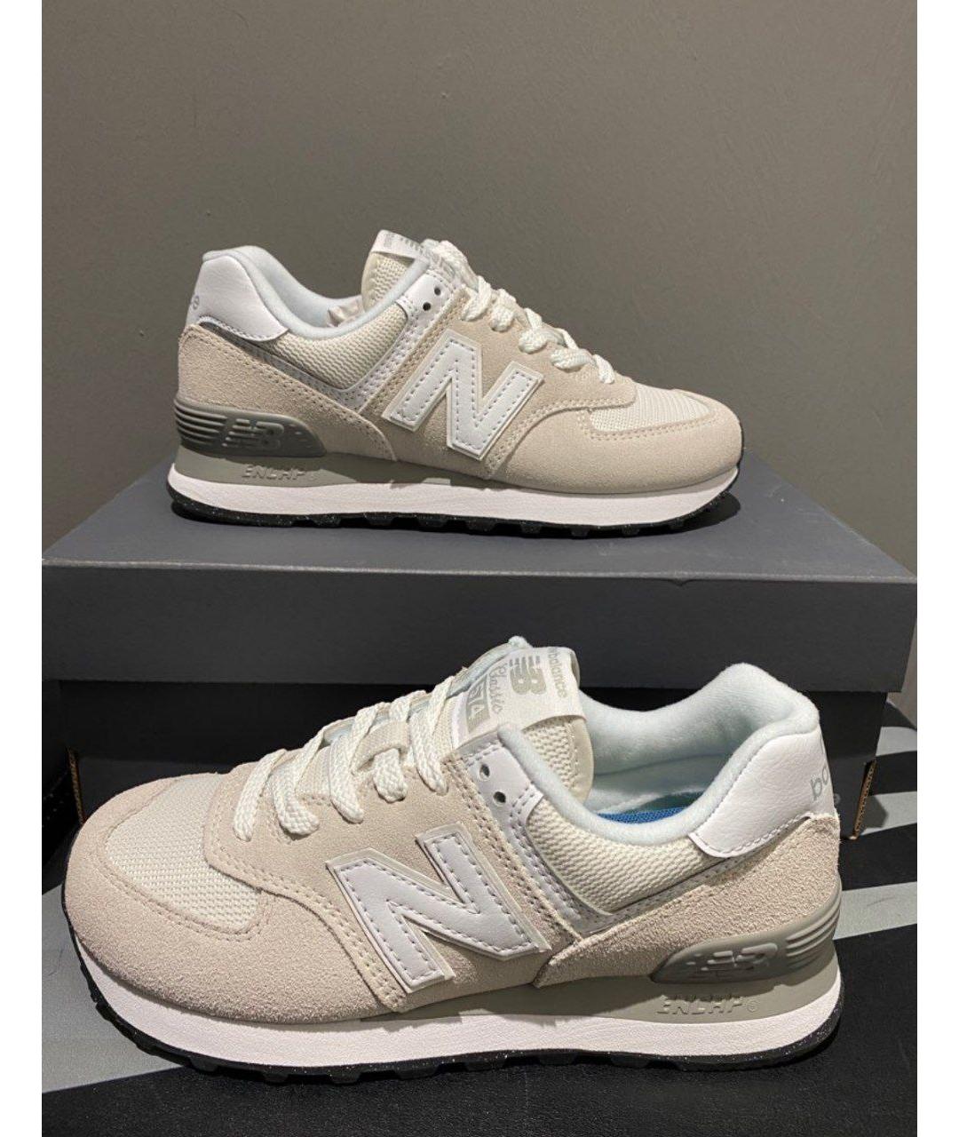 NEW BALANCE Бежевые замшевые низкие кроссовки / кеды, фото 2