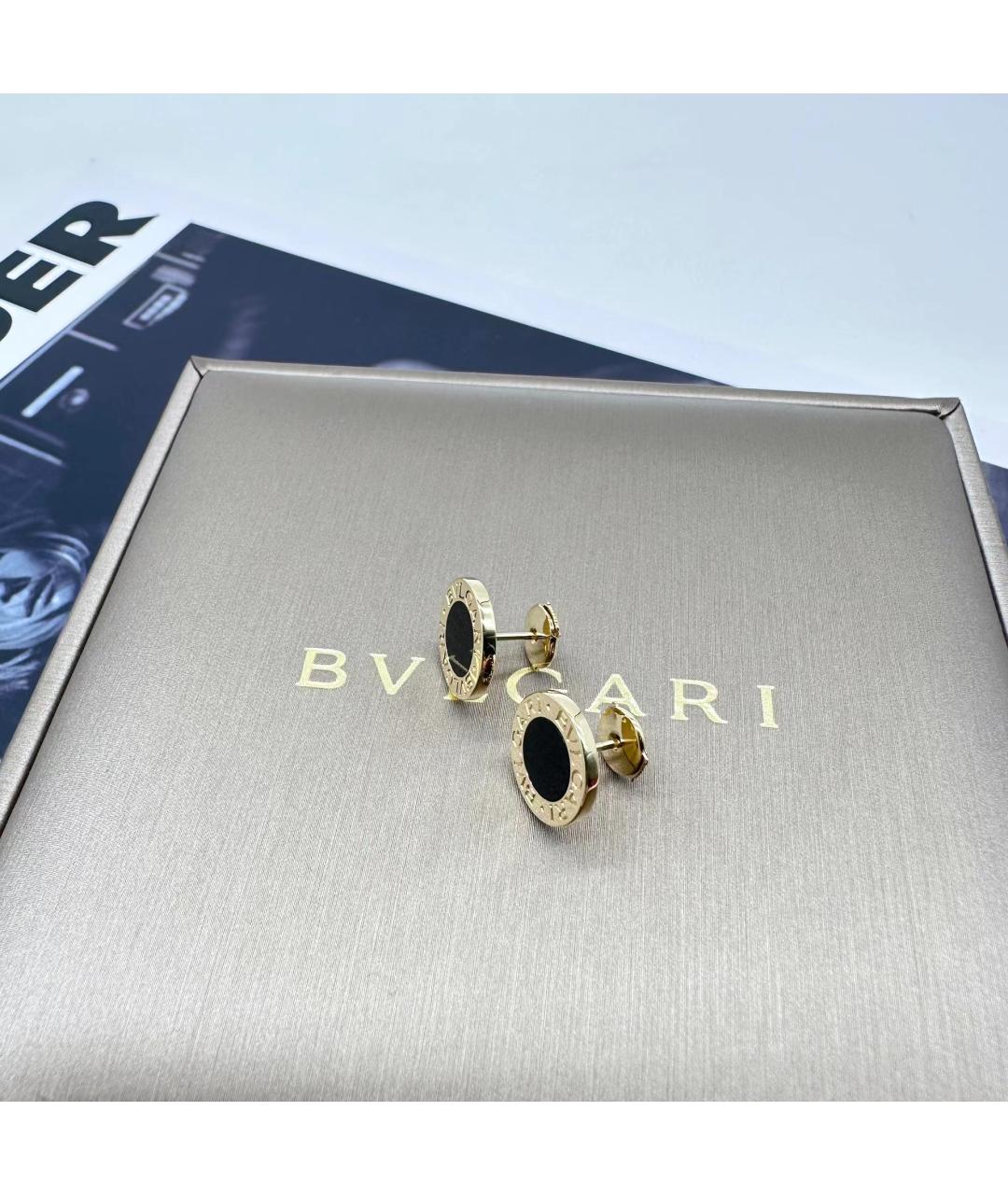 BVLGARI Черные серьги из желтого золота, фото 4