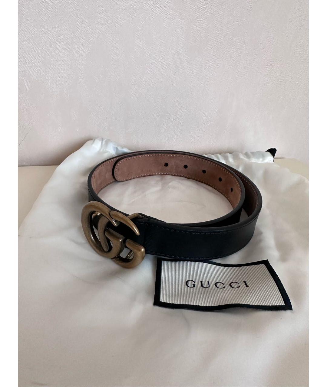 GUCCI Черный кожаный пояс/ремень, фото 2