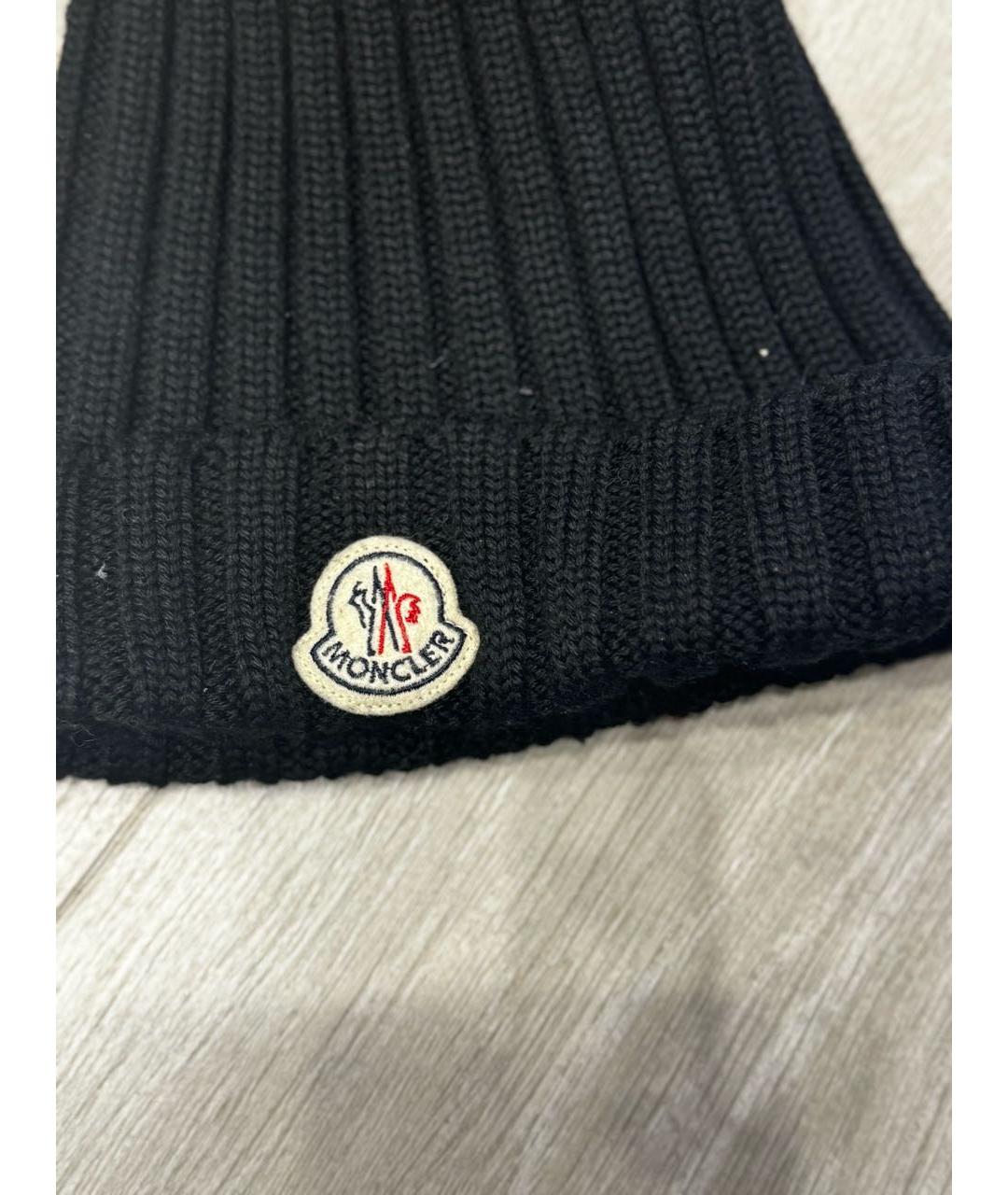 MONCLER Черная шерстяная шапка, фото 3