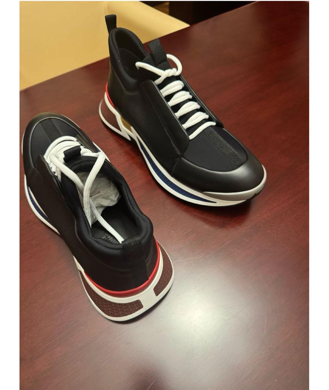 HERMES Черные кожаные низкие кроссовки / кеды, фото 3