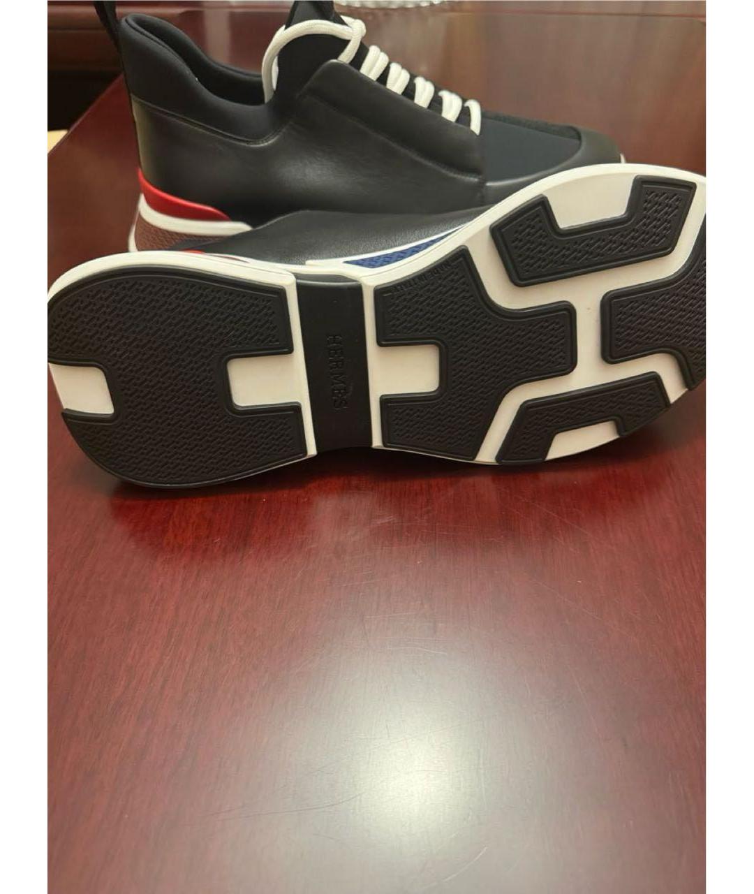 HERMES Черные кожаные низкие кроссовки / кеды, фото 5