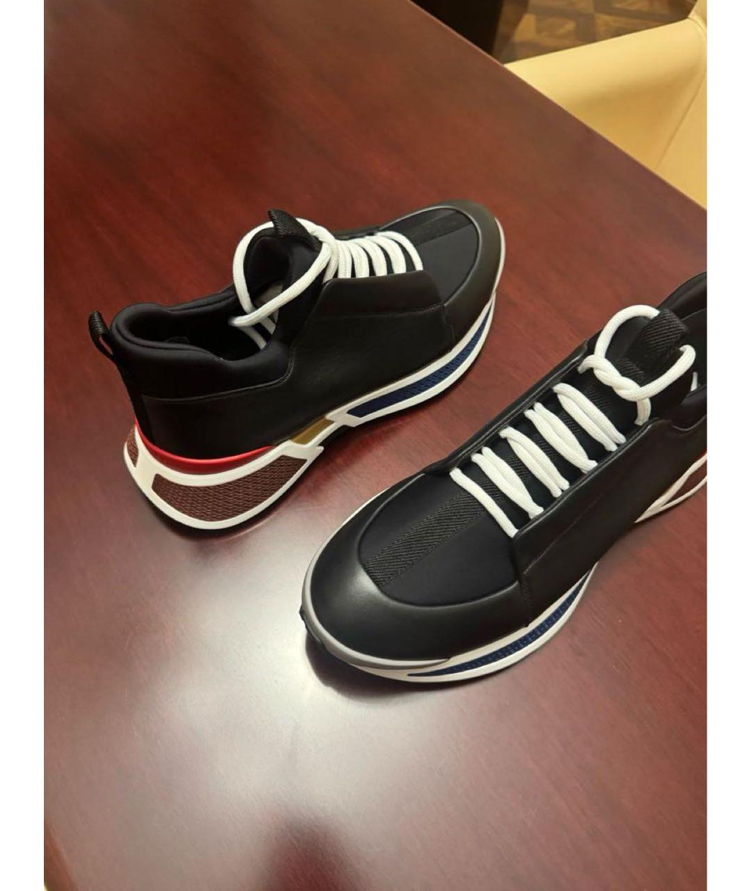 HERMES Черные кожаные низкие кроссовки / кеды, фото 2