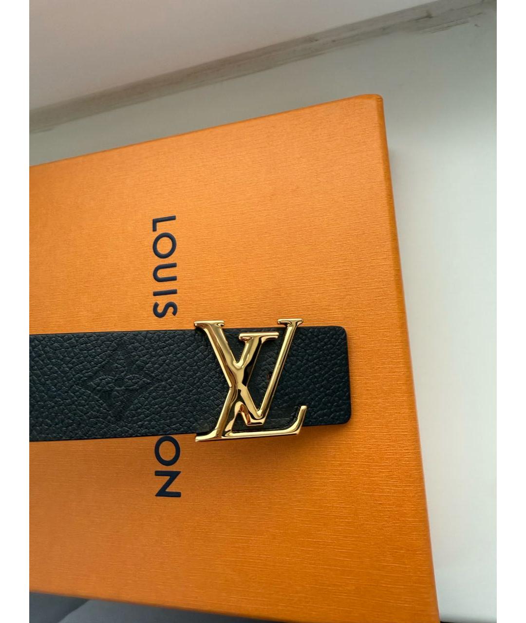 LOUIS VUITTON Черный кожаный ремень, фото 2