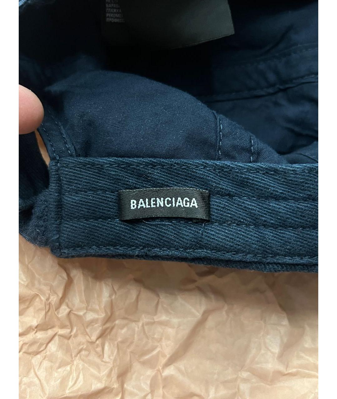 BALENCIAGA Темно-синяя бархатная кепка, фото 6