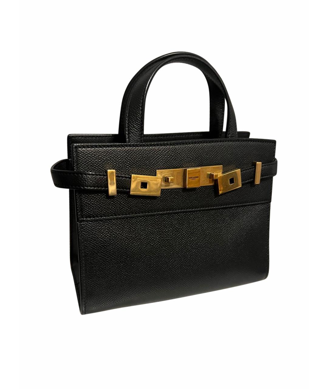 SAINT LAURENT Черная кожаная сумка с короткими ручками, фото 8