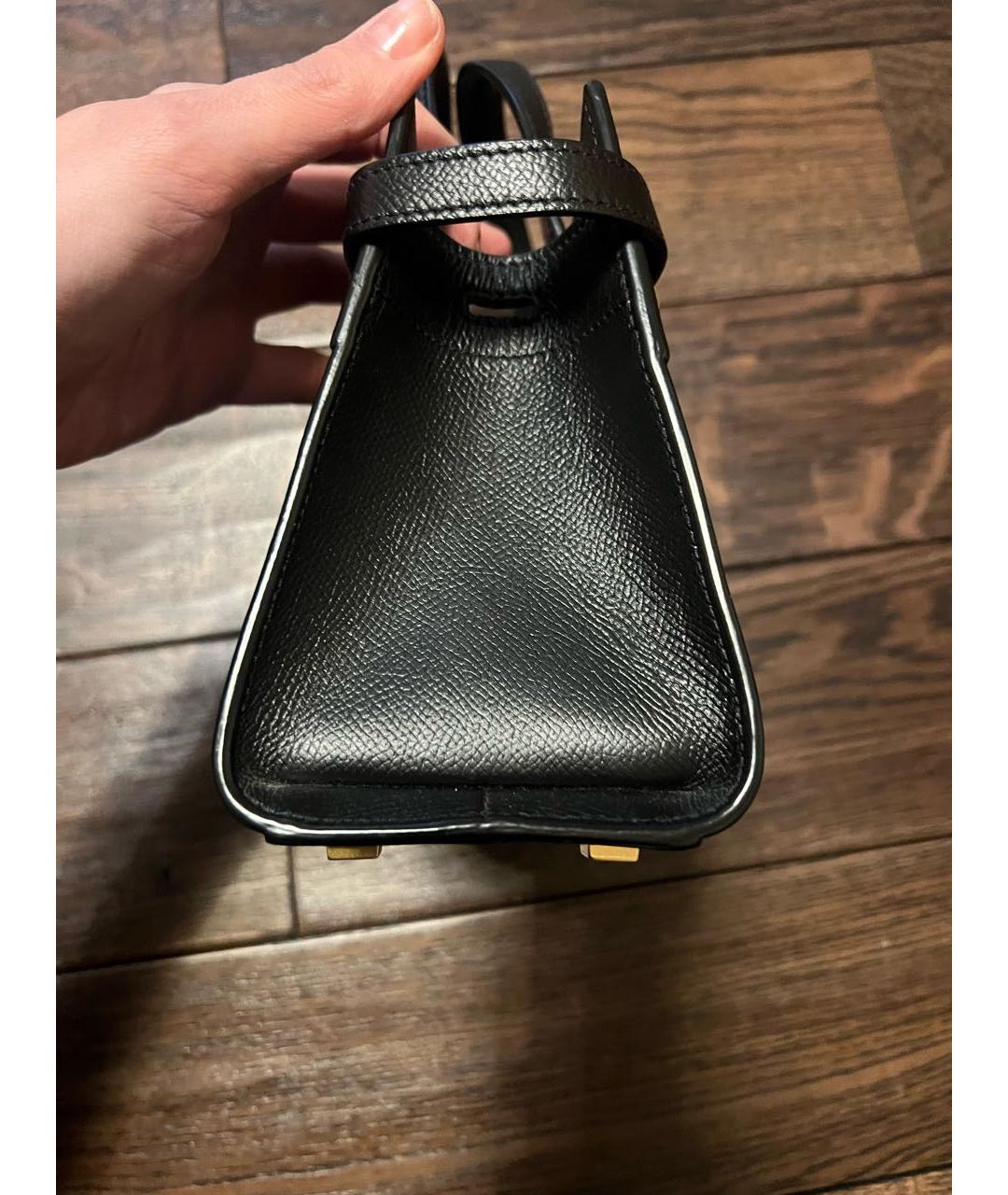 SAINT LAURENT Черная кожаная сумка с короткими ручками, фото 5