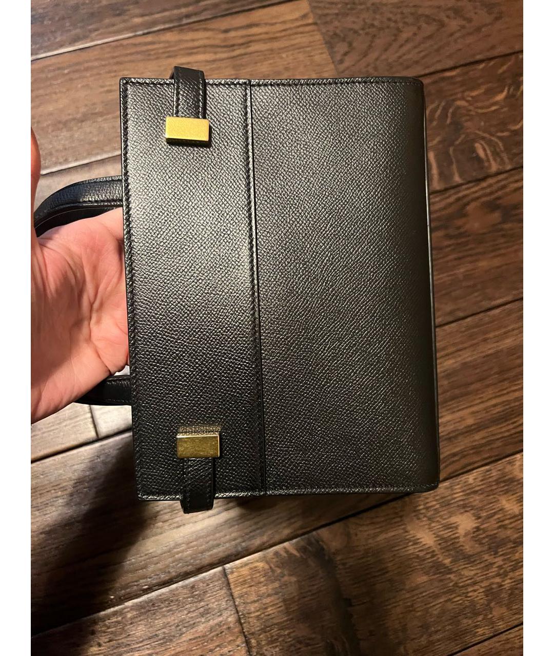 SAINT LAURENT Черная кожаная сумка с короткими ручками, фото 2