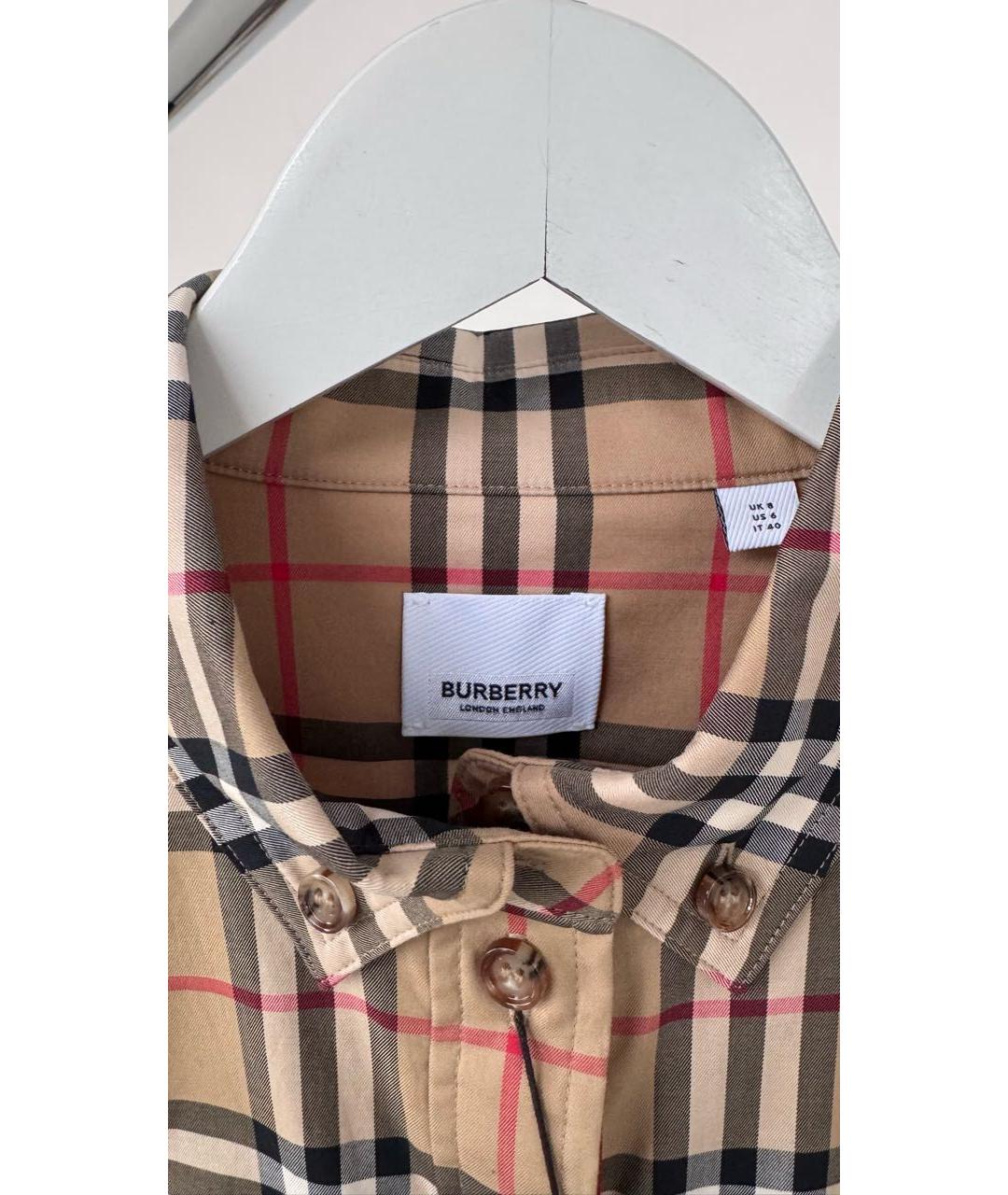 BURBERRY Коричневая хлопковая рубашка, фото 4