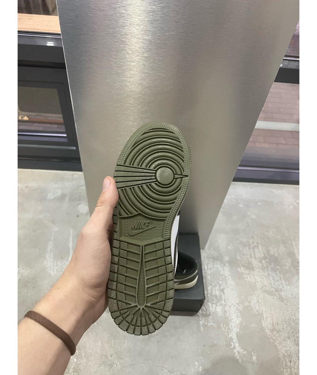 JORDAN Хаки кожаные кроссовки, фото 7