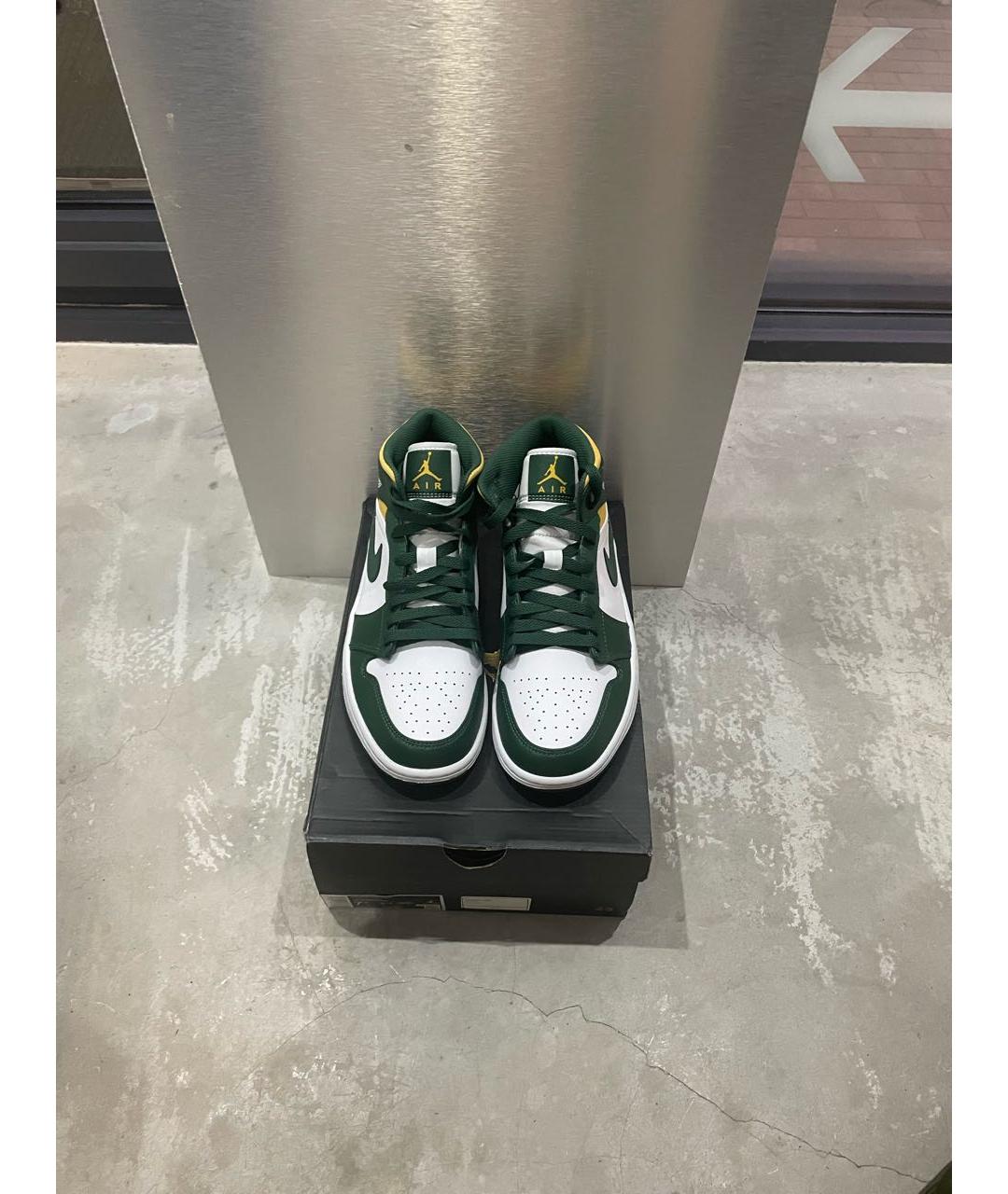 JORDAN Зеленые кожаные кроссовки, фото 2
