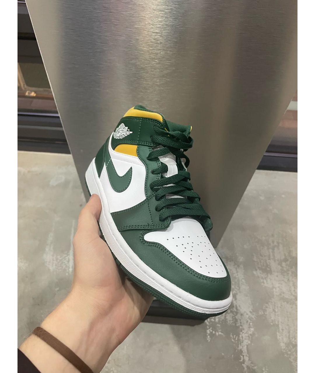 JORDAN Зеленые кожаные кроссовки, фото 6