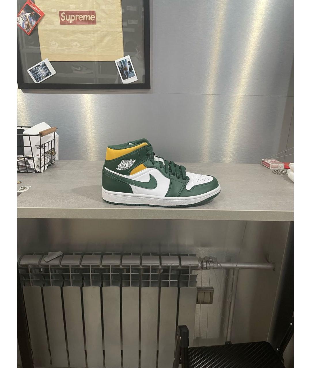 JORDAN Зеленые кожаные кроссовки, фото 9