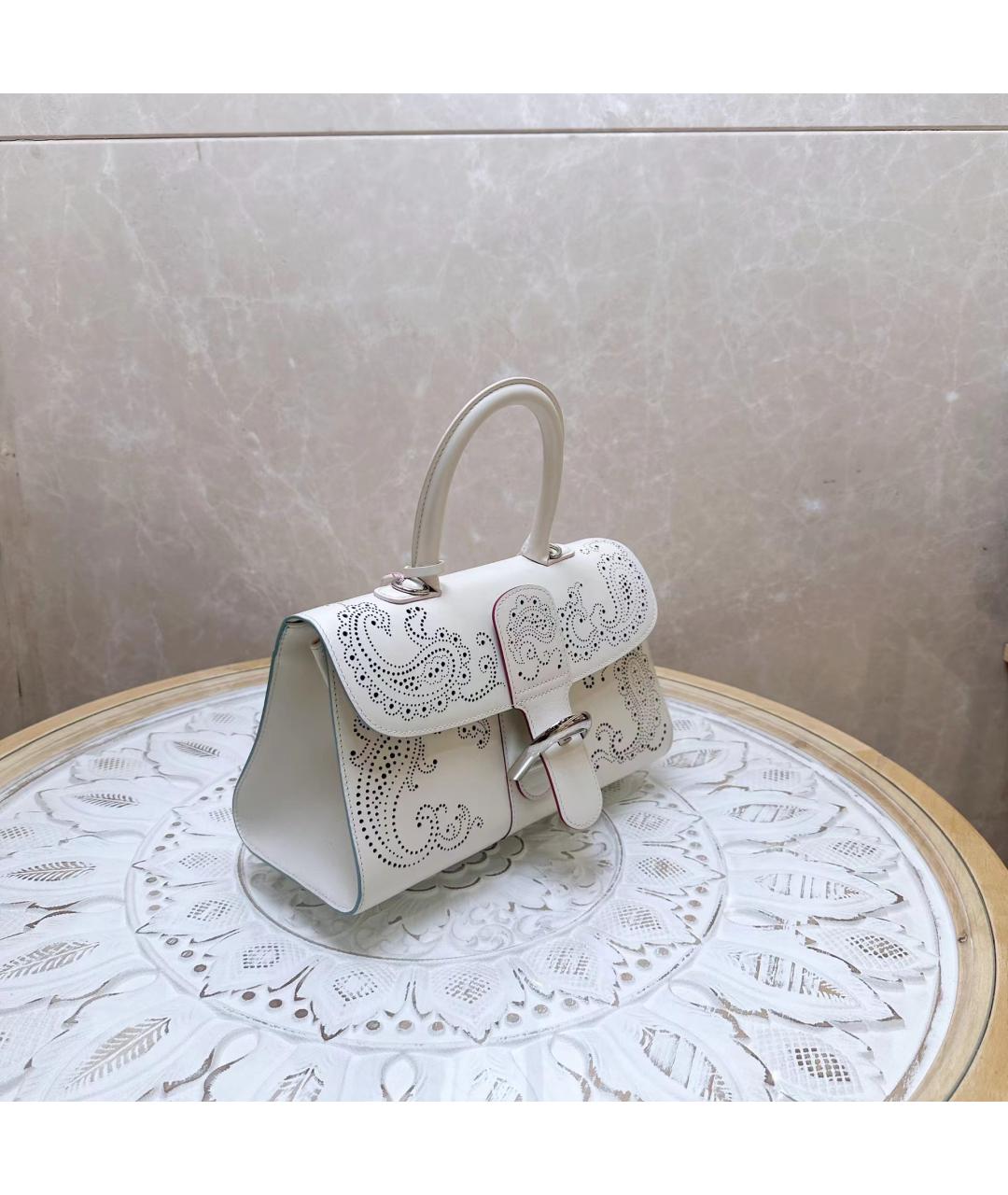 DELVAUX Белая кожаная сумка с короткими ручками, фото 3