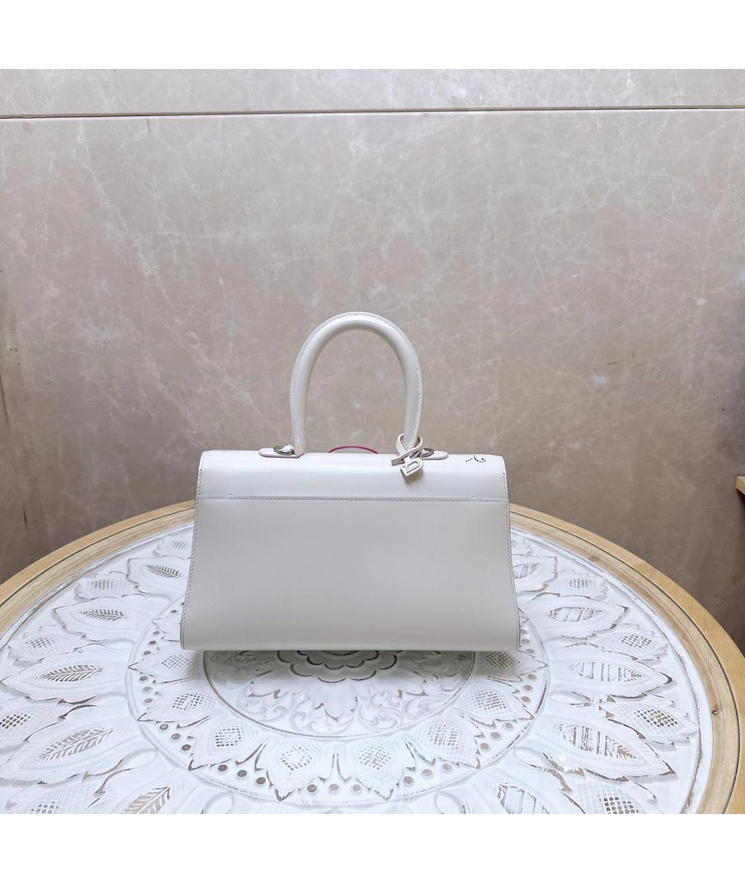 DELVAUX Белая кожаная сумка с короткими ручками, фото 4