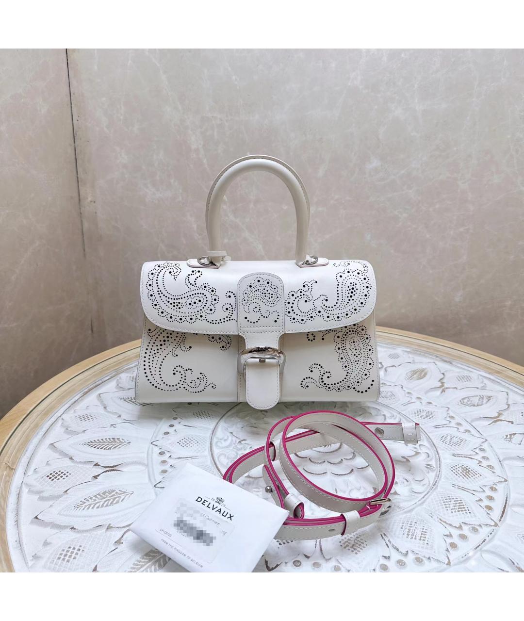 DELVAUX Белая кожаная сумка с короткими ручками, фото 5