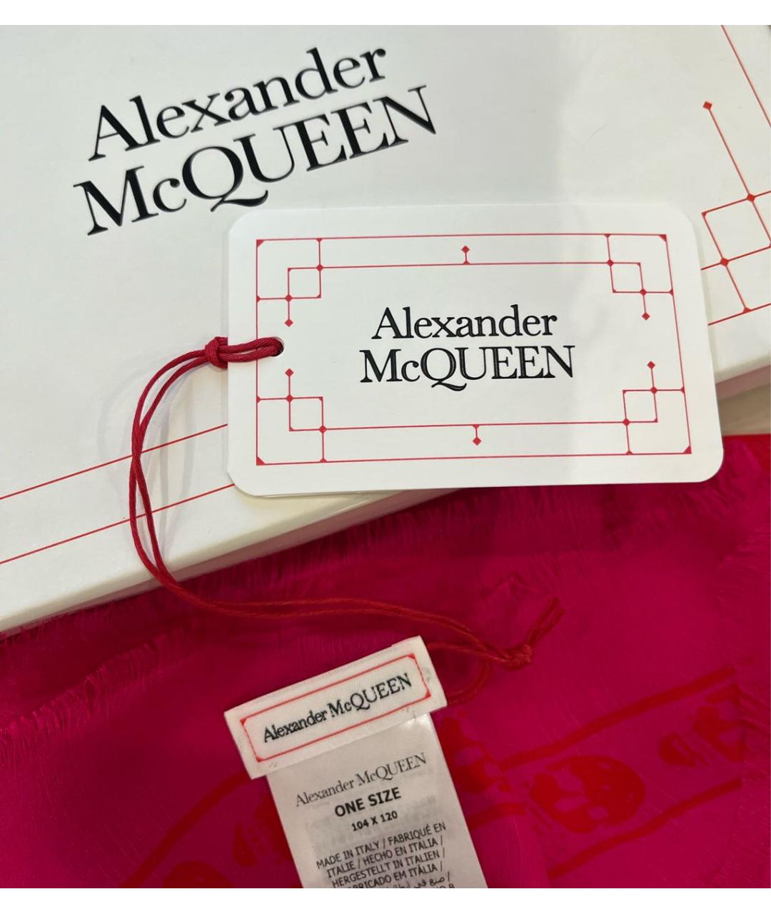 ALEXANDER MCQUEEN Розовый шелковый платок, фото 7