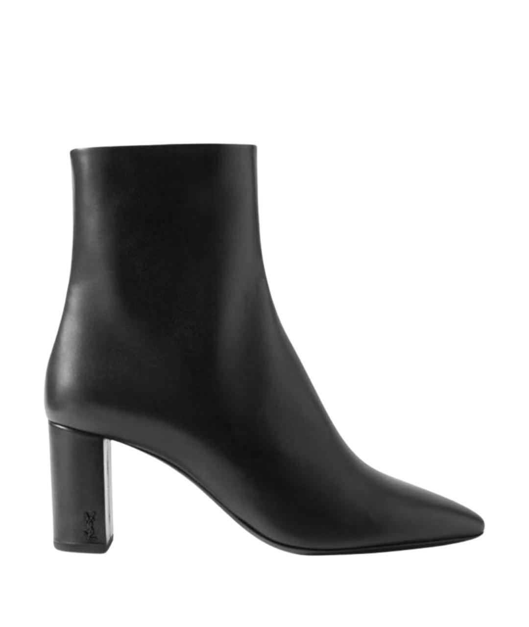 SAINT LAURENT Черные кожаные ботильоны, фото 1