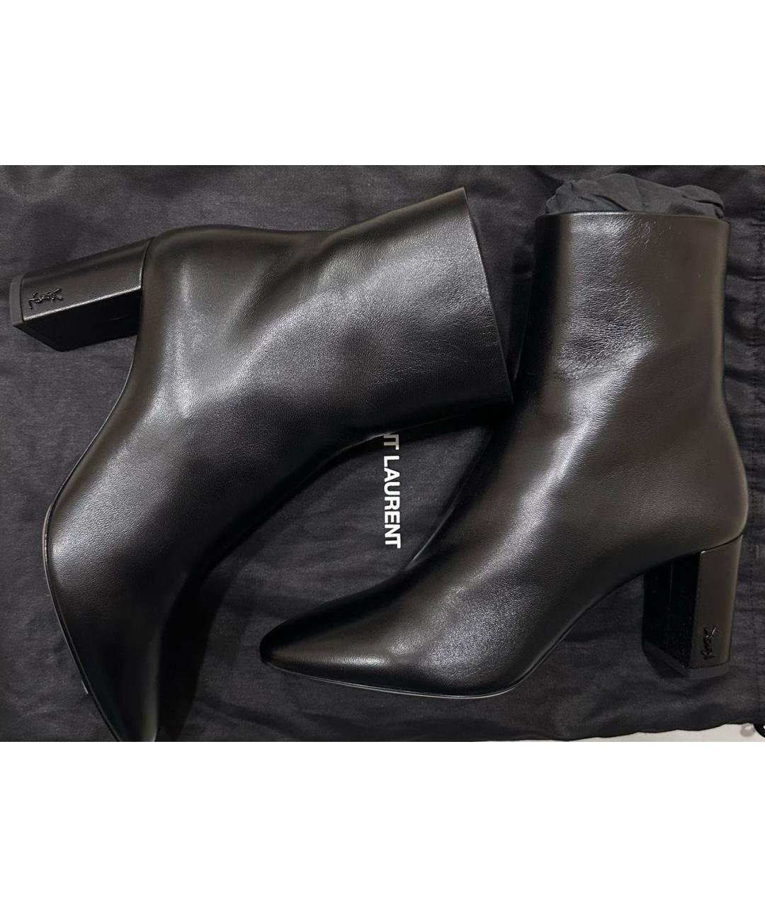 SAINT LAURENT Черные кожаные ботильоны, фото 5
