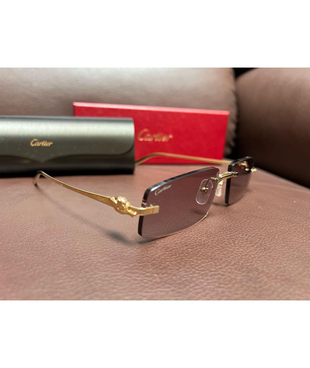 CARTIER Золотые металлические солнцезащитные очки, фото 2