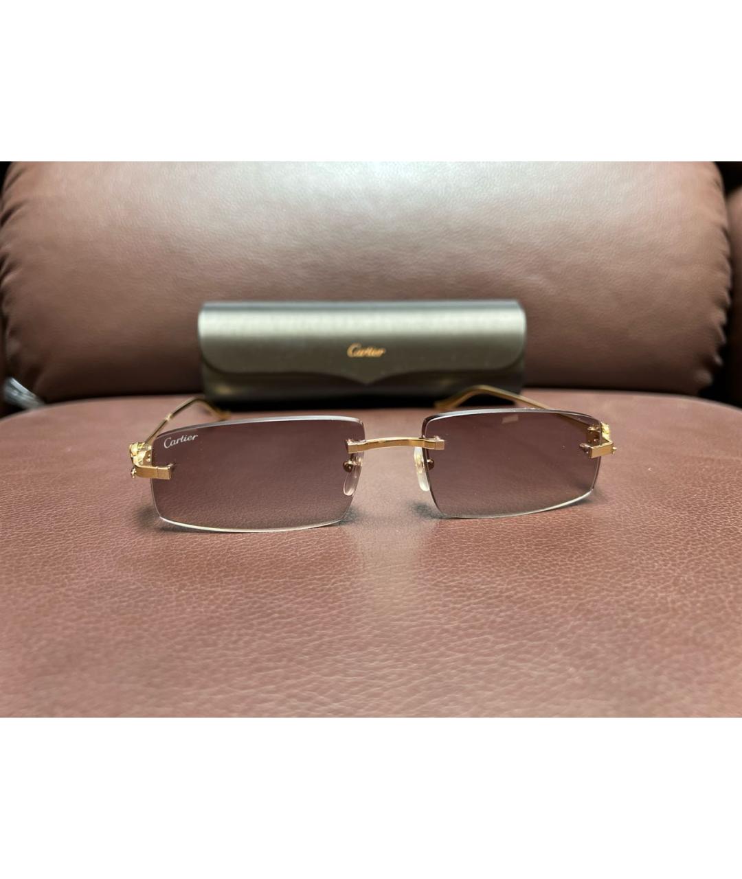 CARTIER Золотые металлические солнцезащитные очки, фото 5
