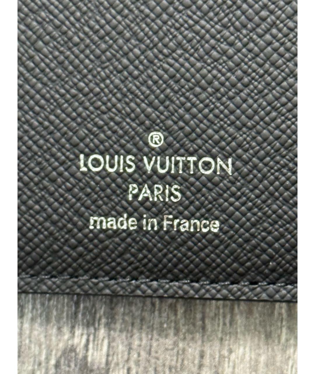 LOUIS VUITTON Черный кожаный кошелек, фото 8