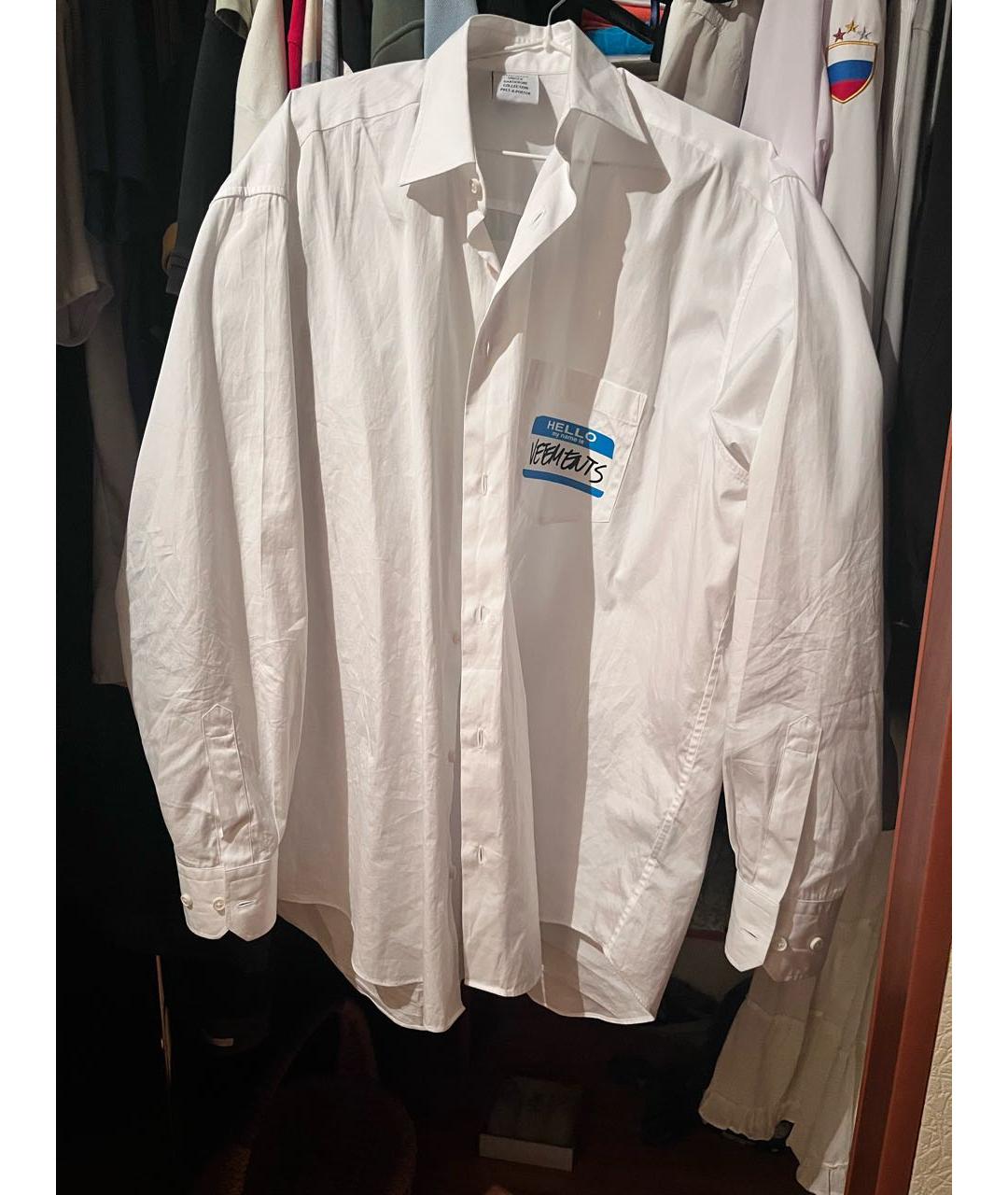 VETEMENTS Белая хлопковая кэжуал рубашка, фото 3