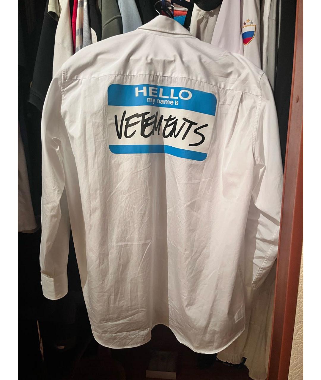 VETEMENTS Белая хлопковая кэжуал рубашка, фото 2