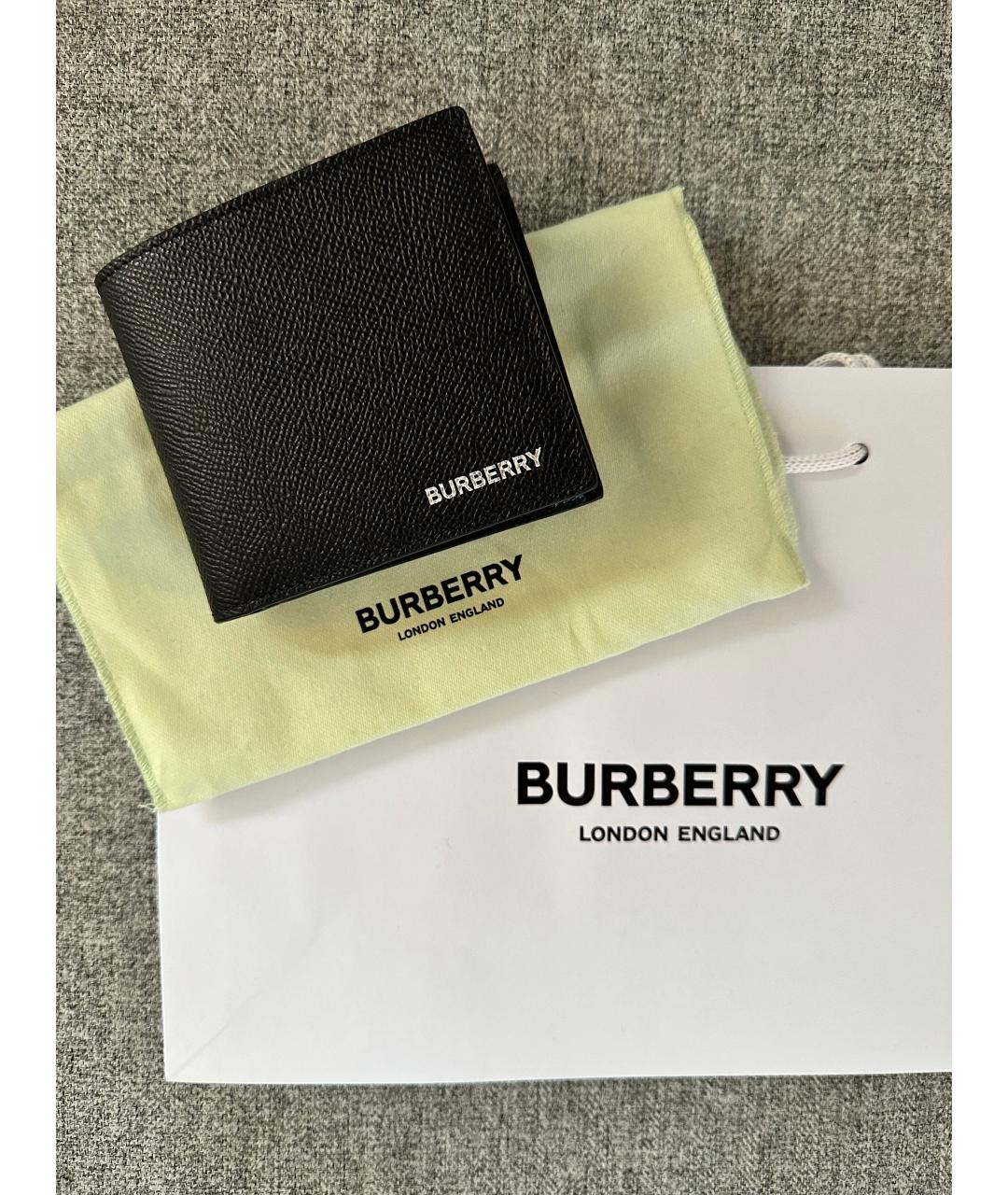 BURBERRY Черный кожаный кошелек, фото 6