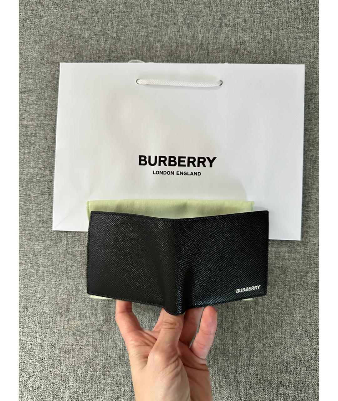 BURBERRY Черный кожаный кошелек, фото 2