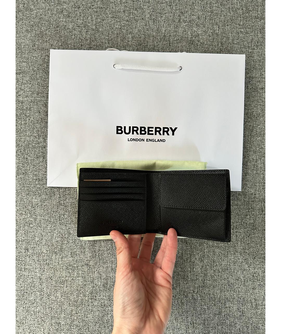 BURBERRY Черный кожаный кошелек, фото 3