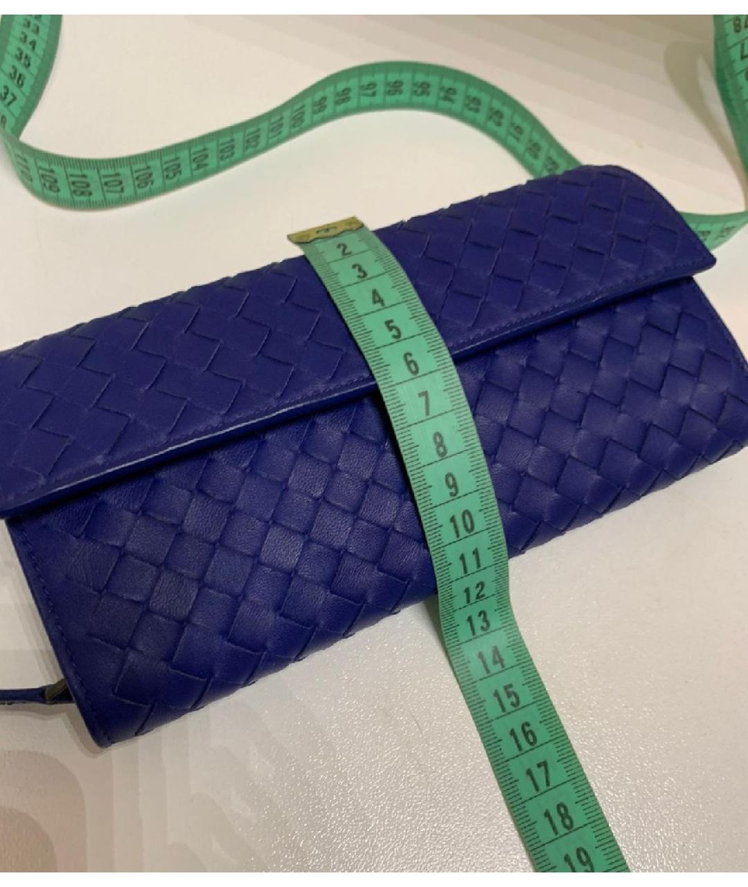 BOTTEGA VENETA Синий кожаный кошелек, фото 8