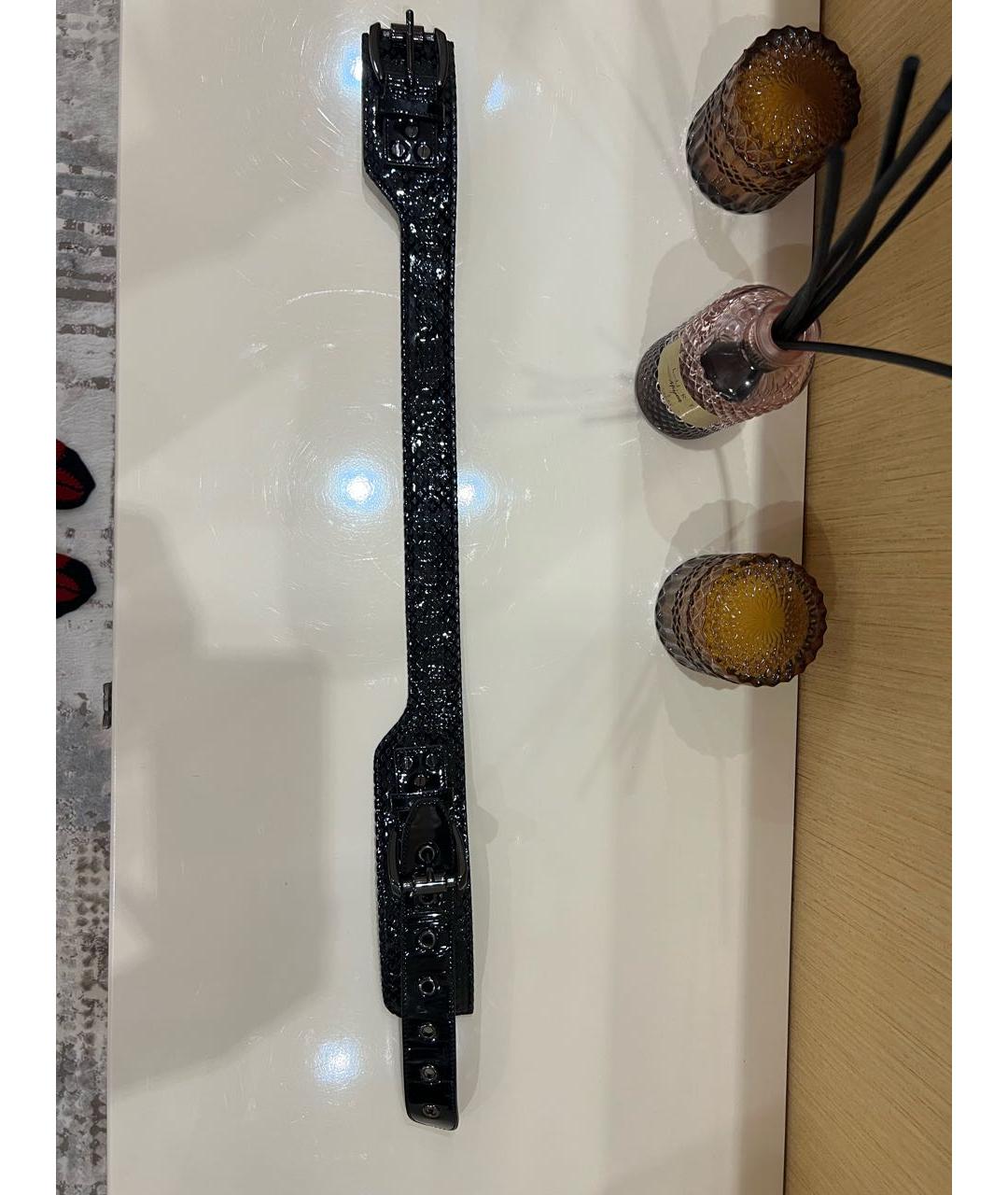 BURBERRY Черный ремень из лакированной кожи, фото 2