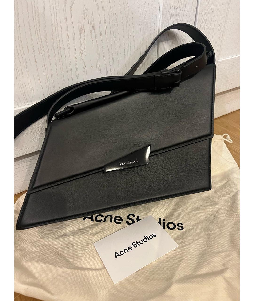 ACNE STUDIOS Черная кожаная сумка с короткими ручками, фото 4