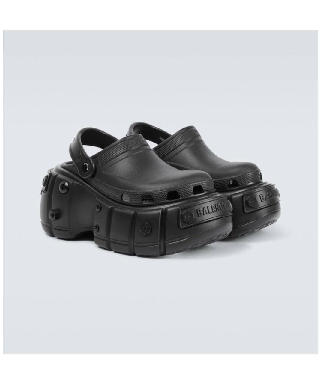 BALENCIAGA Черные резиновые сабо, фото 2
