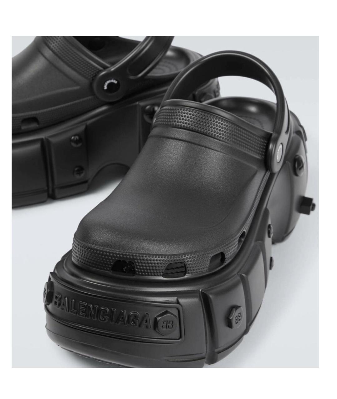 BALENCIAGA Черные резиновые сабо, фото 4