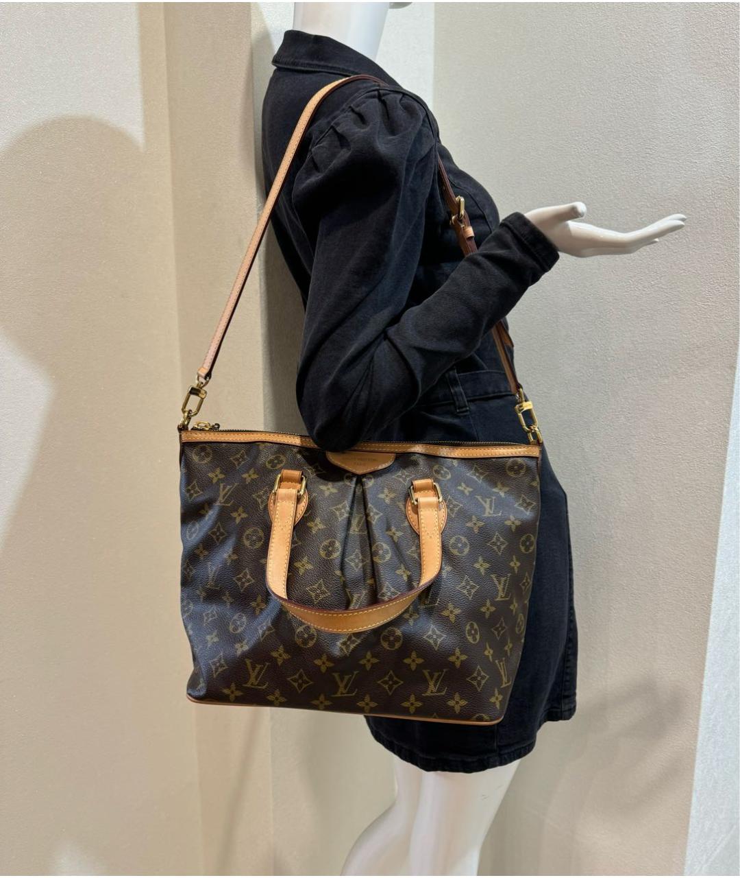 LOUIS VUITTON Коричневая кожаная сумка тоут, фото 8