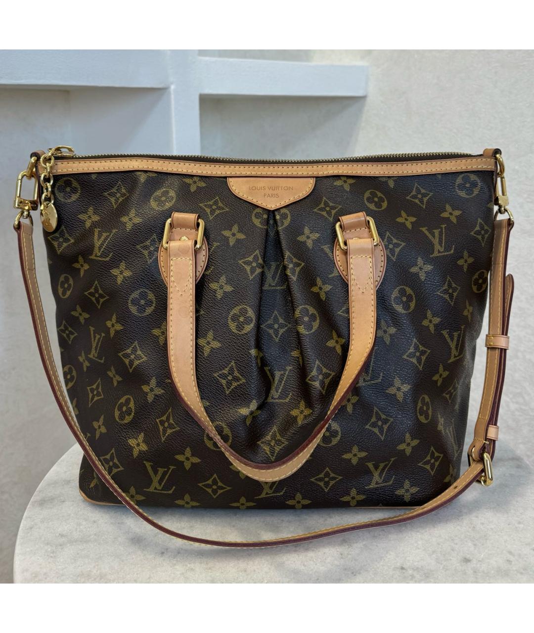 LOUIS VUITTON Коричневая кожаная сумка тоут, фото 2