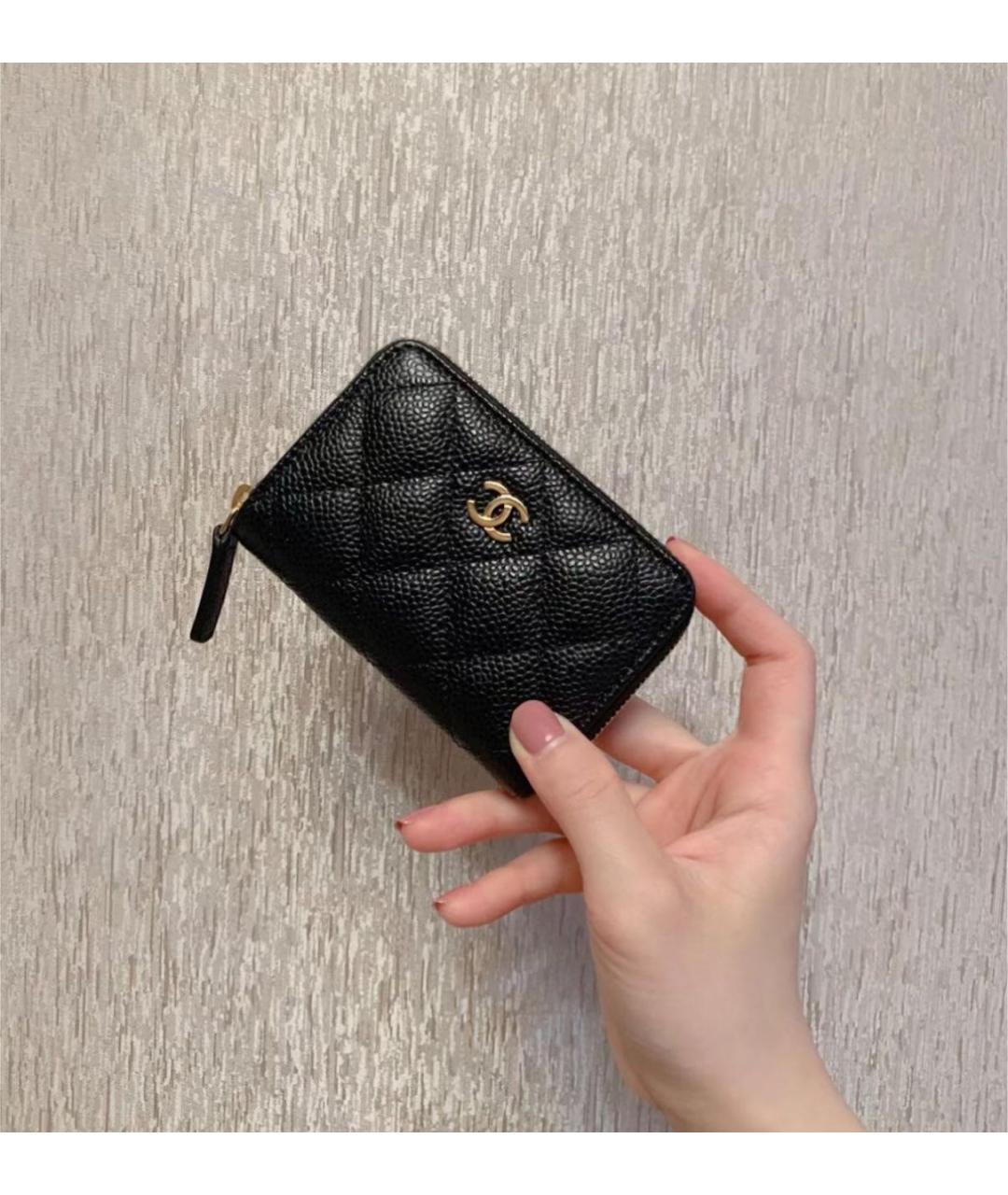 CHANEL Черный кожаный кошелек, фото 5