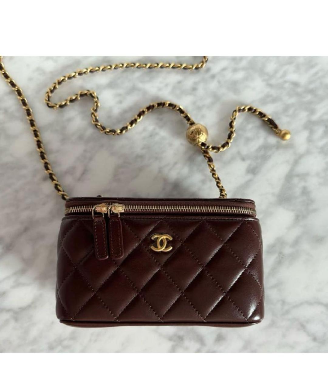 CHANEL Коричневая кожаная сумка через плечо, фото 2