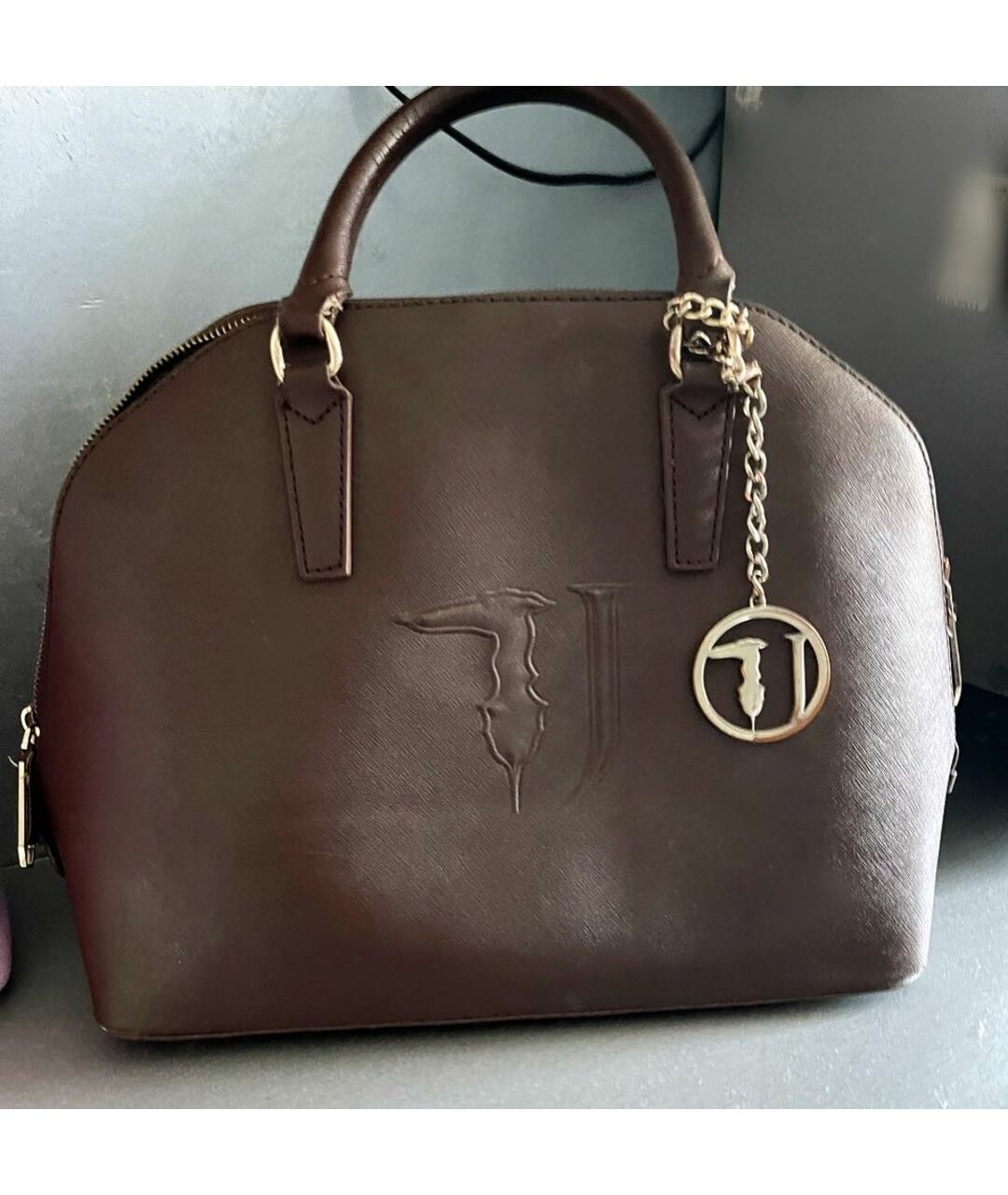 TRUSSARDI Коричневая кожаная сумка тоут, фото 4