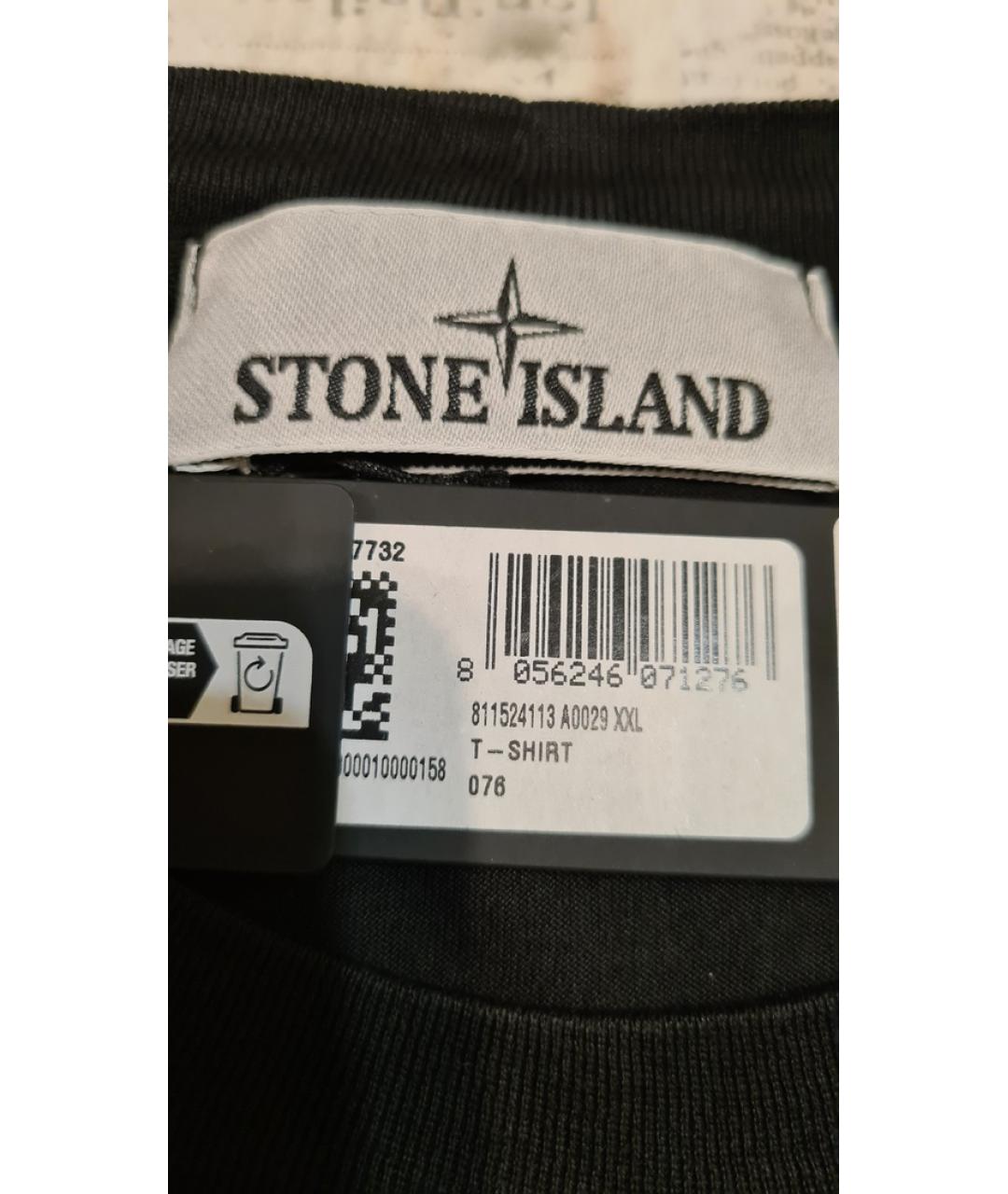 STONE ISLAND Черная хлопковая футболка, фото 6