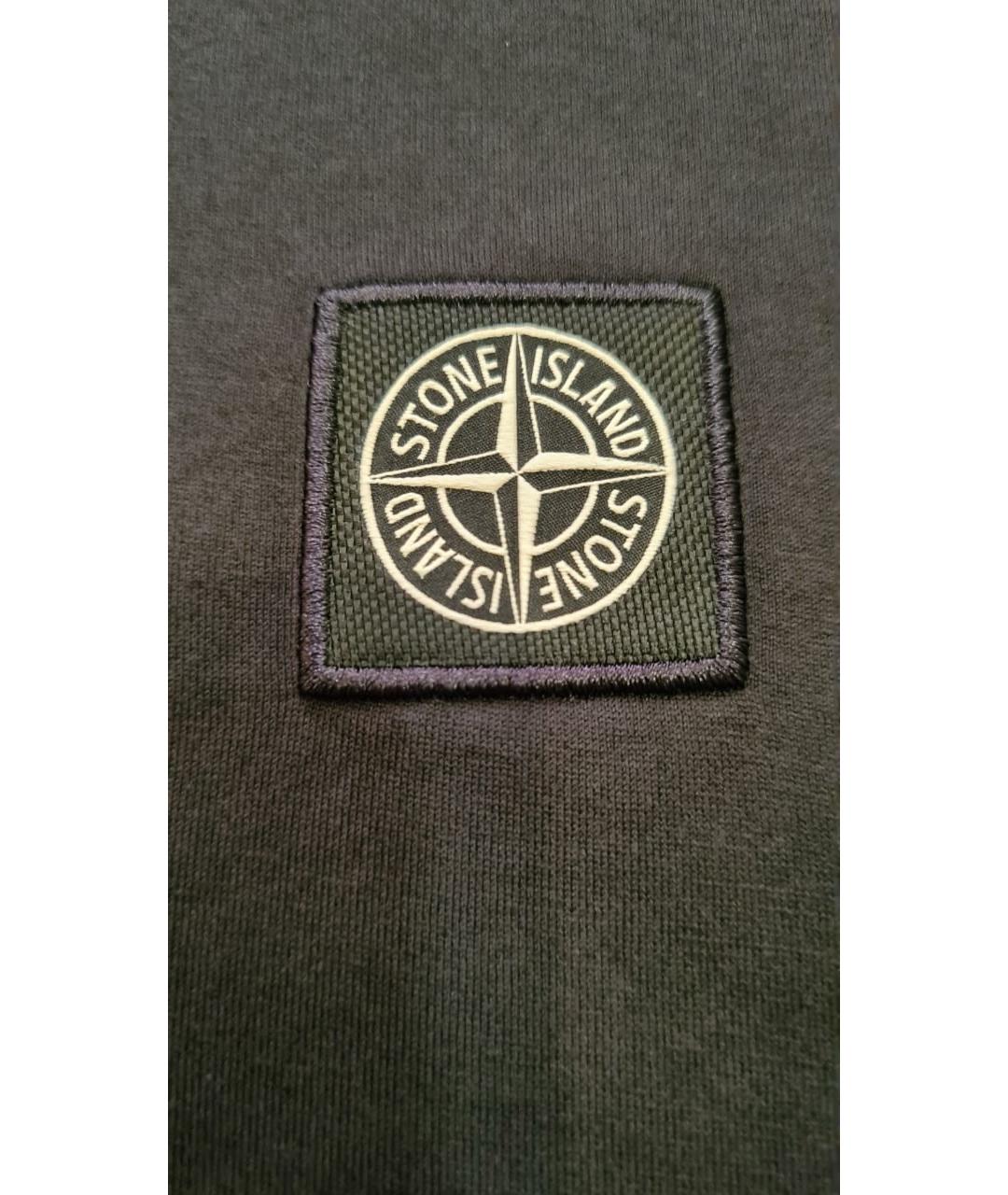 STONE ISLAND Черная хлопковая футболка, фото 5