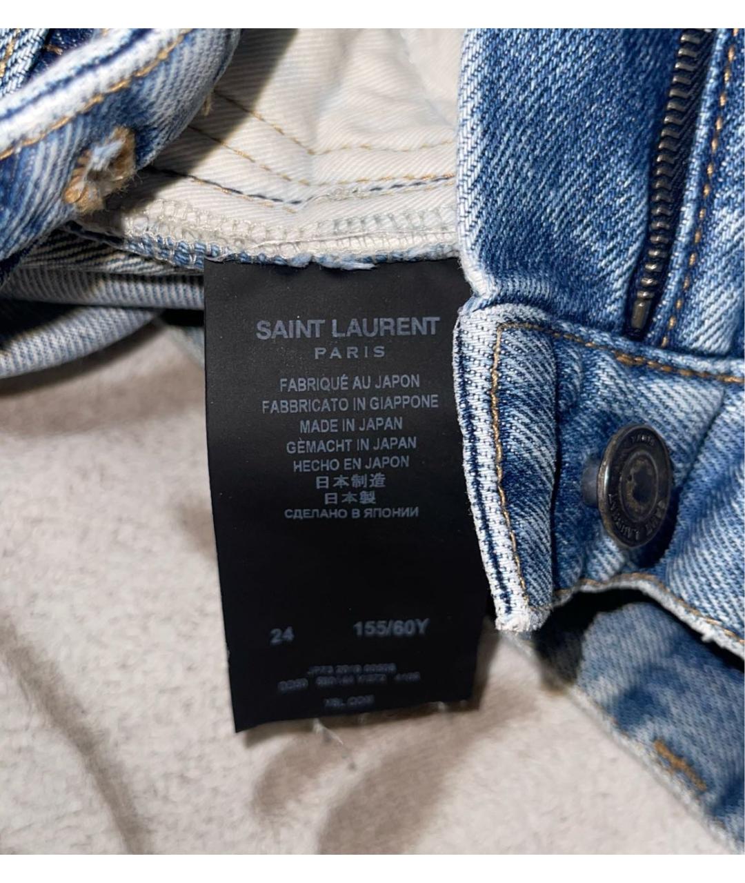 SAINT LAURENT Синие хлопковые прямые джинсы, фото 4