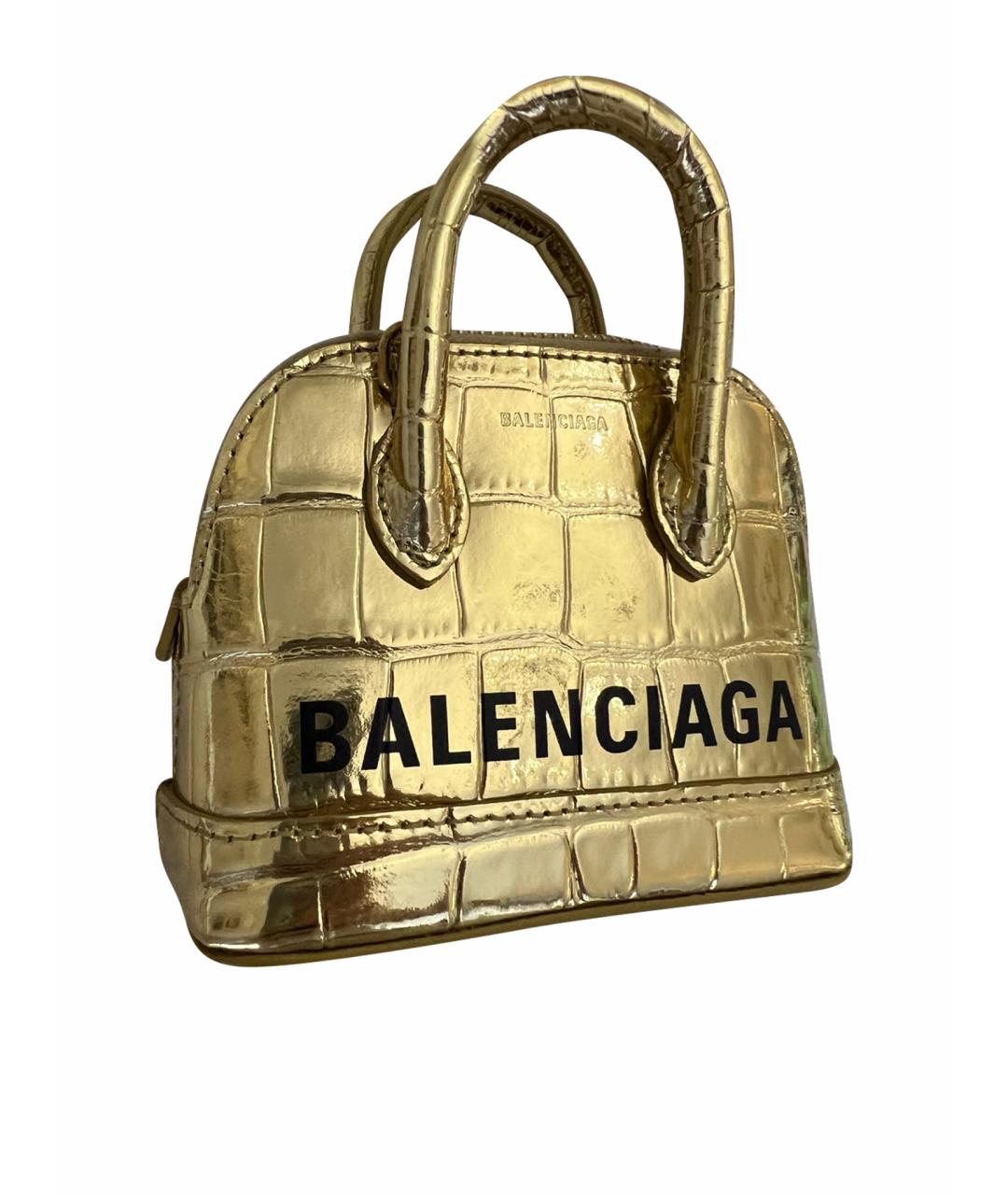 BALENCIAGA Золотая сумка с короткими ручками из лакированной кожи, фото 1