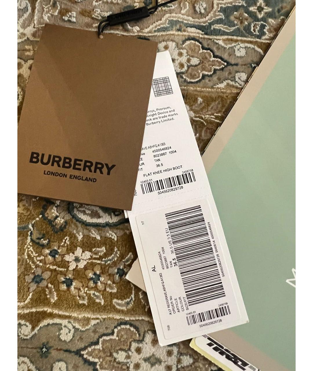 BURBERRY Коричневые кожаные сапоги, фото 5