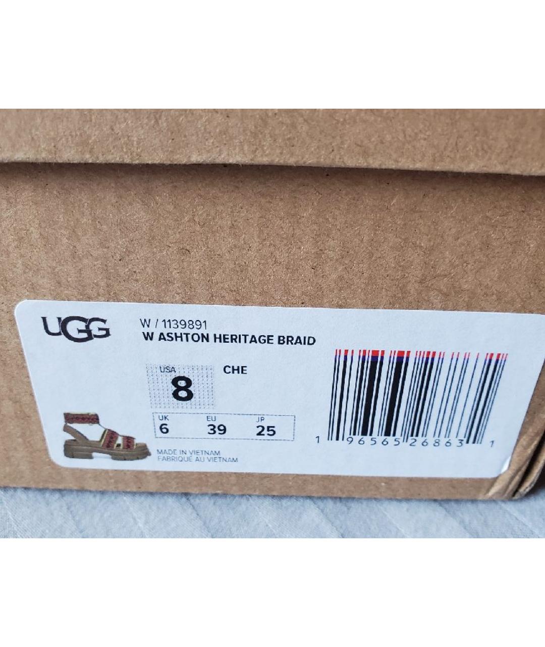 UGG AUSTRALIA Коричневые замшевые босоножки, фото 8