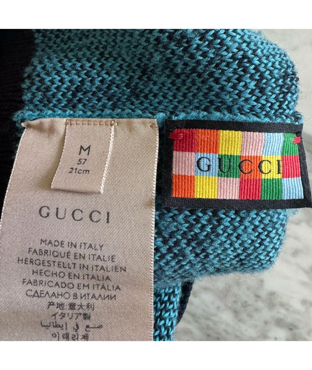 GUCCI Синяя хлопковая шапка, фото 3