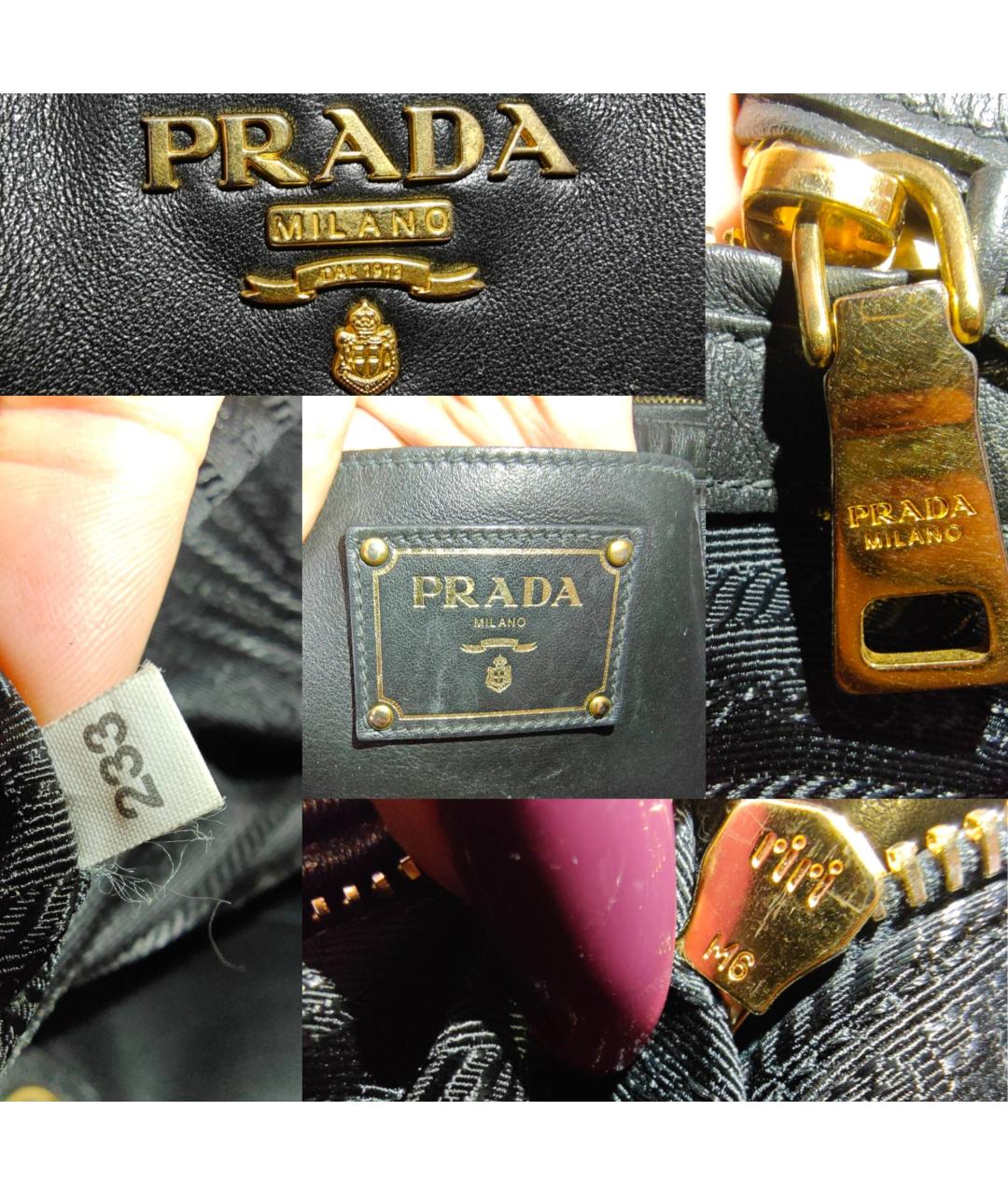 PRADA Черная кожаная сумка тоут, фото 5