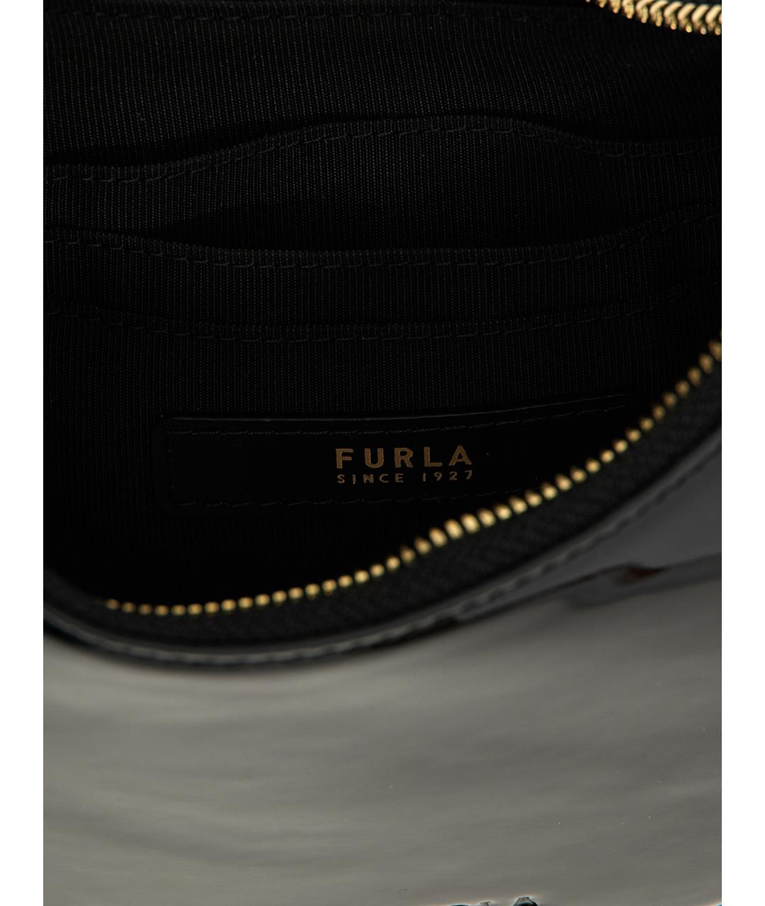 FURLA Черная сумка через плечо из лакированной кожи, фото 4